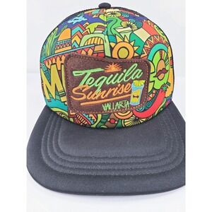 Banana Bay Tequila Sunrise Vallarta‎ Trucker Hat Mens OS Black Multi Snapback